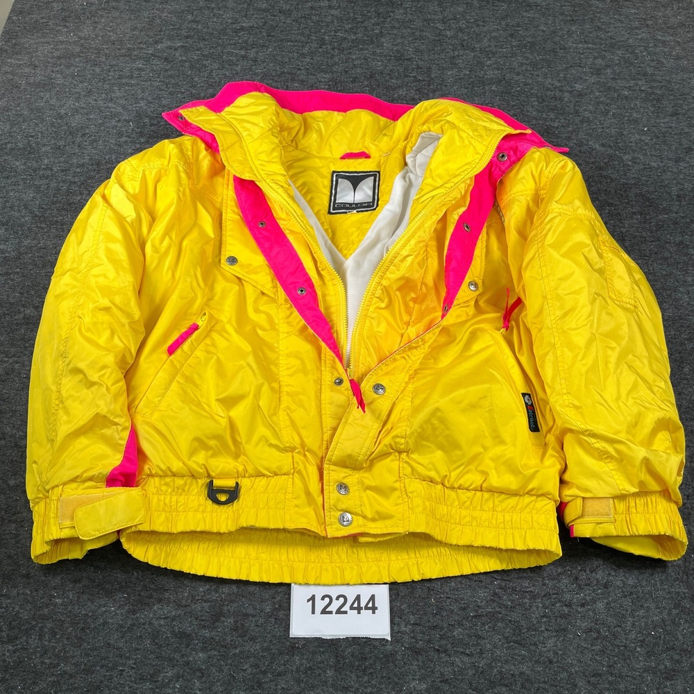 Vintage Couloir Ski Jacket Mens 42 Yellow Pink Entrant Fabric Hiking Outdoor